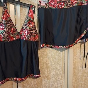 Floral Leopard Print Bikini Set